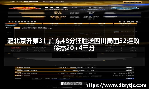 超北京升第3！广东48分狂胜送四川局面32连败 徐杰20+4三分